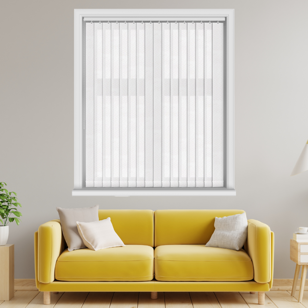 Everest Snow Vertical Blinds With Headrail