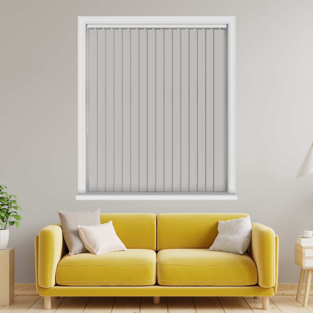 Bella Grey Whisper Vertical Blinds With Headrail