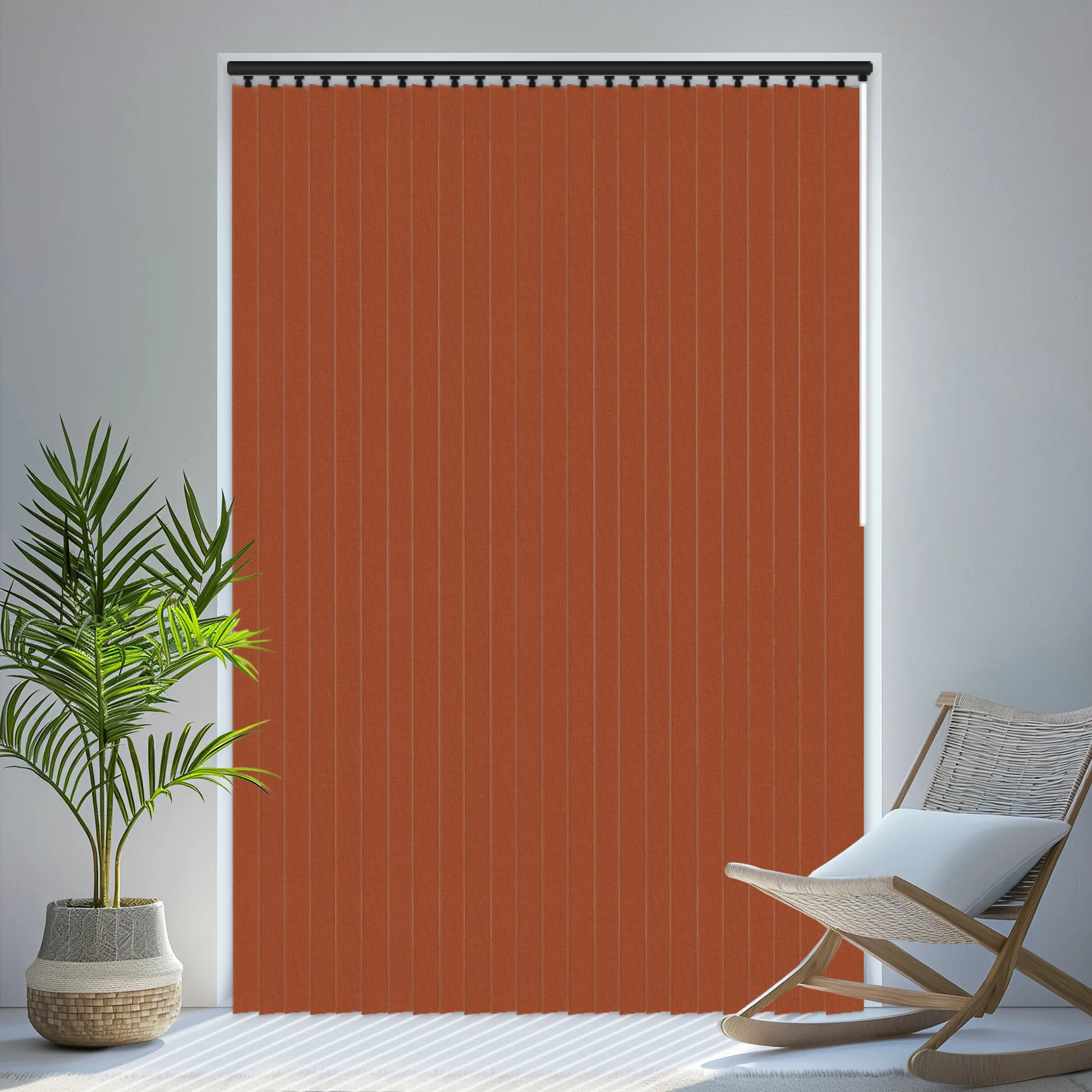Pop Burnt Orange Vertical Blinds With Headrail 89mm